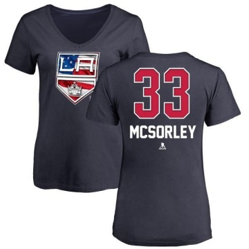 Women's Marty Mcsorley Name and Number Banner Wave V-Neck T-Shirt - Navy