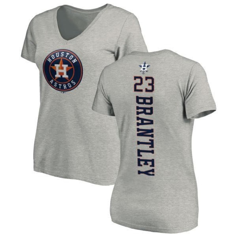 Women's Michael Brantley Backer Slim Fit T-Shirt - Ash - Tshirtsedge