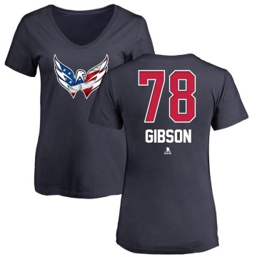 Women's Mitchell Gibson Name and Number Banner Wave V-Neck T-Shirt - Navy