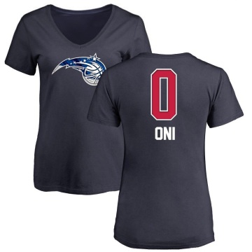 Women's Miye Oni Name and Number Banner Wave V-Neck T-Shirt - Navy