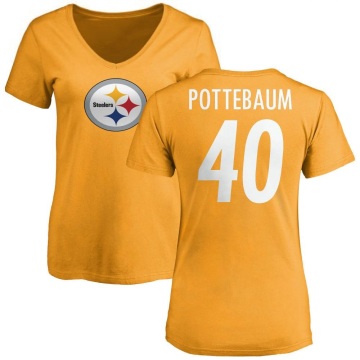 Women's Monte Pottebaum Name & Number Slim Fit T-Shirt - Gold