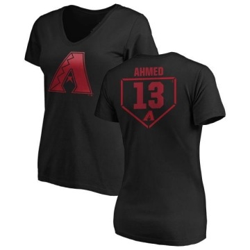 Women's Nick Ahmed RBI Slim Fit V-Neck T-Shirt - Black