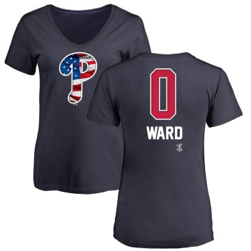 Women's Nick Ward Name and Number Banner Wave V-Neck T-Shirt - Navy