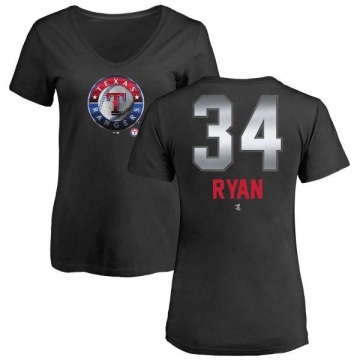 Women's Nolan Ryan Midnight Mascot V-Neck T-Shirt - Black
