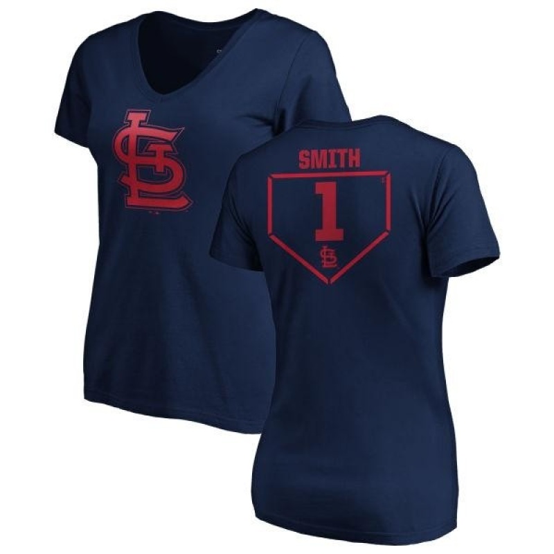 Women's Ozzie Smith RBI Slim Fit V-Neck T-Shirt - Navy - Tshirtsedge