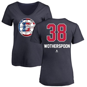 Women's Parker Wotherspoon Name and Number Banner Wave V-Neck T-Shirt - Navy