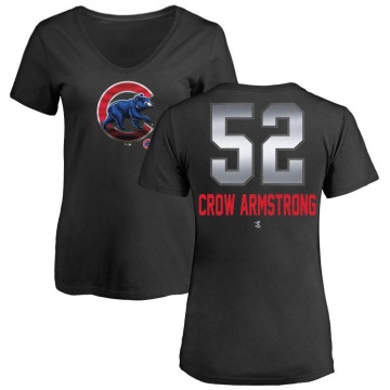 Women's Pete Crow-Armstrong Midnight Mascot V-Neck T-Shirt - Black