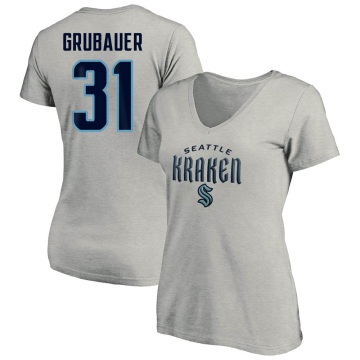 Women's Philipp Grubauer Name & Number Lockup T-Shirt - Gray