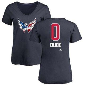 Women's Pierrick Dube Name and Number Banner Wave V-Neck T-Shirt - Navy