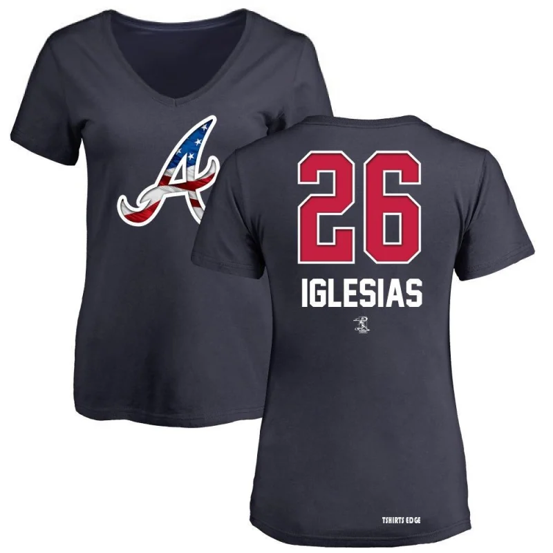 Women's Raisel Iglesias Name and Number Banner Wave V-Neck T-Shirt