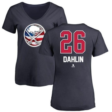 Women's Rasmus Dahlin Name and Number Banner Wave V-Neck T-Shirt - Navy
