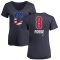 Women's Ray Fosse Name and Number Banner Wave V-Neck T-Shirt - Navy