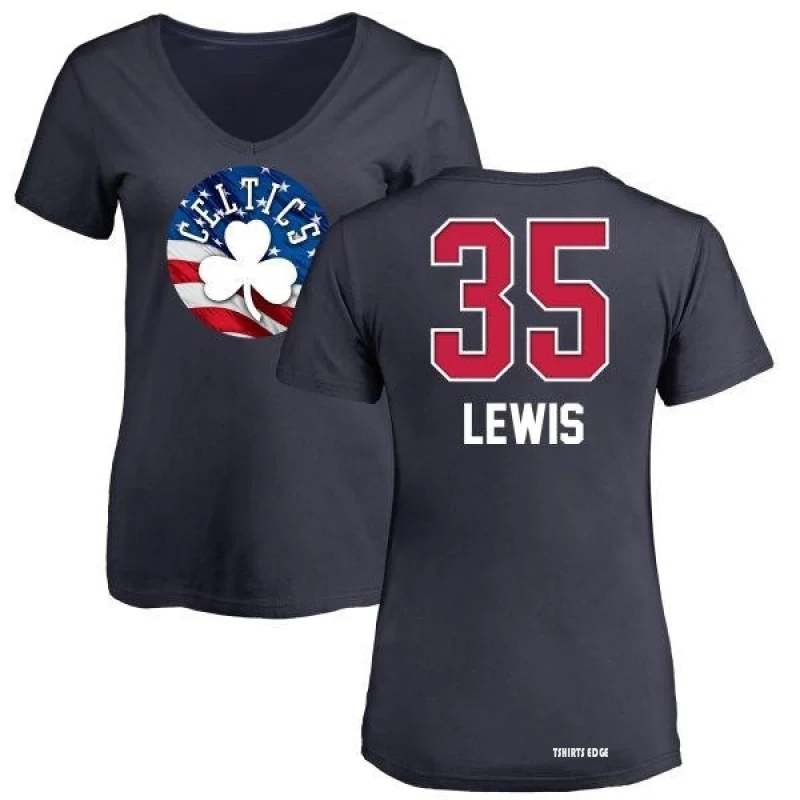 Women's Reggie Lewis Name and Number Banner Wave V-Neck T-Shirt - Navy -  Tshirtsedge