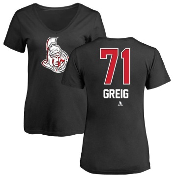 Women's Ridly Greig Name and Number Banner Wave V-Neck T-Shirt - Black