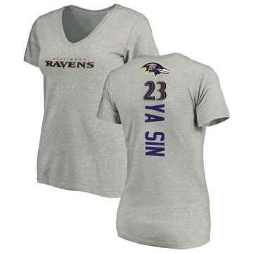 Women's Rock Ya-Sin Backer V-Neck T-Shirt - Ash