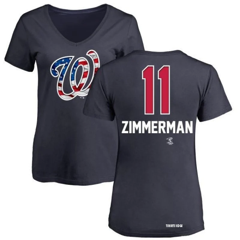 Women's Ryan Zimmerman Name and Number Banner Wave V-Neck T-Shirt