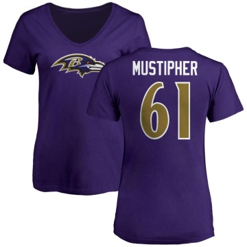 Women's Sam Mustipher Name & Number V-Neck T-Shirt - Purple