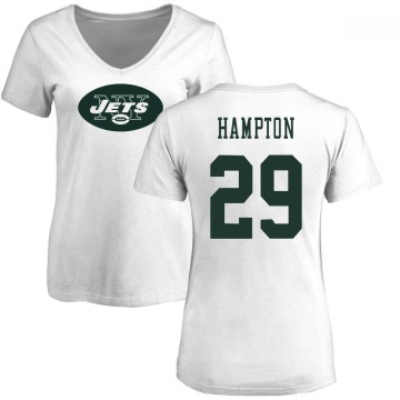 Women's Saquan Hampton Name & Number Slim Fit T-Shirt - White