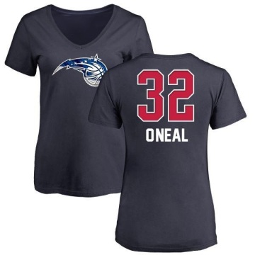 Women's Shaquille O'Neal Name and Number Banner Wave V-Neck T-Shirt - Navy