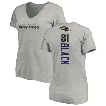 Women's Tarik Black Backer V-Neck T-Shirt - Ash