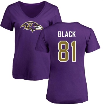 Women's Tarik Black Name & Number Slim Fit T-Shirt - Purple