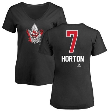 Women's Tim Horton Name and Number Banner Wave V-Neck T-Shirt - Black
