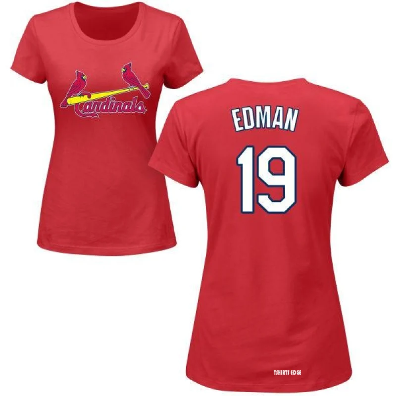 Tommy Edman St. Louis Cardinals Women's Red Roster Name & Number T