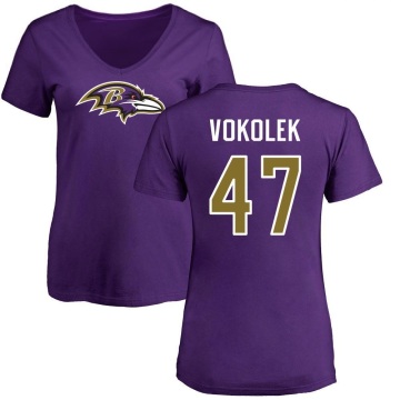 Women's Travis Vokolek Name & Number Slim Fit T-Shirt - Purple