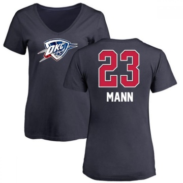 Women's Tre Mann Name and Number Banner Wave V-Neck T-Shirt - Navy