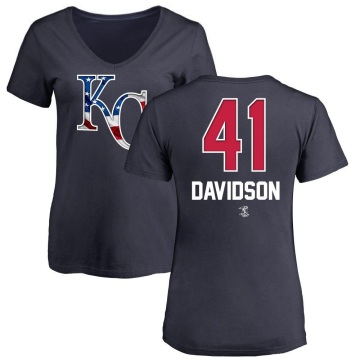 Women's Tucker Davidson Name and Number Banner Wave V-Neck T-Shirt - Navy