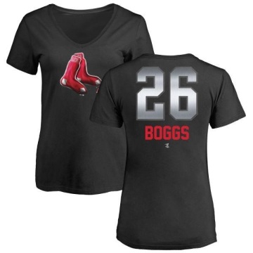Women's Wade Boggs Midnight Mascot V-Neck T-Shirt - Black