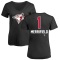 Women's Whit Merrifield Name and Number Banner Wave V-Neck T-Shirt - Black
