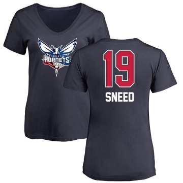 Women's Xavier Sneed Name and Number Banner Wave V-Neck T-Shirt - Navy