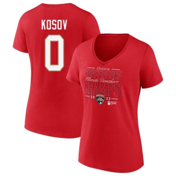Women's Yaroslav Kosov 2023 Eastern Conference Champions Goal Tender V-Neck T-Shirt - Red