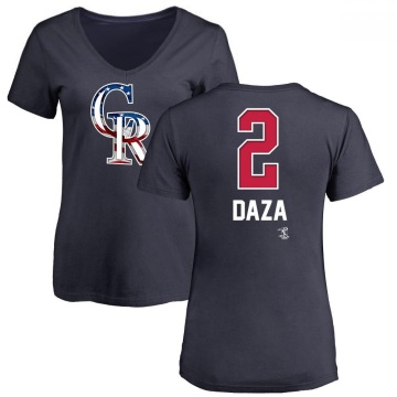 Women's Yonathan Daza Name and Number Banner Wave V-Neck T-Shirt - Navy