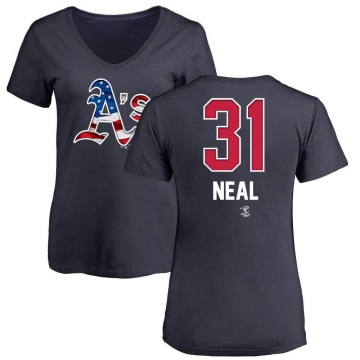 Women's Zach Neal Name and Number Banner Wave V-Neck T-Shirt - Navy