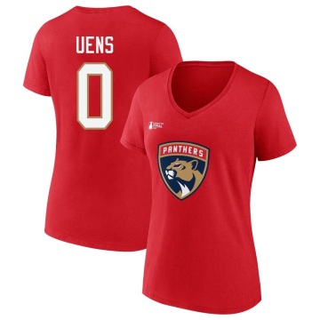 Women's Zachary Uens 2023 Stanley Cup Final Name & Number V-Neck T-Shirt - Red