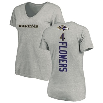 Women's Zay Flowers Backer V-Neck T-Shirt - Ash